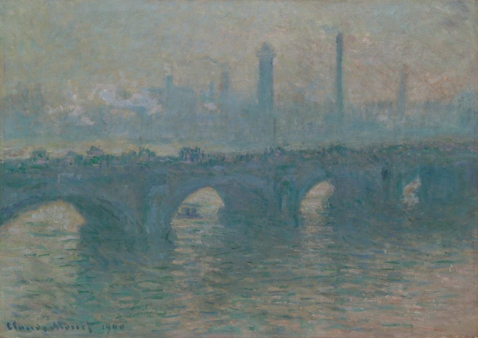 Waterloo Bridge, Gray Weather, a painting by Claude Monet
