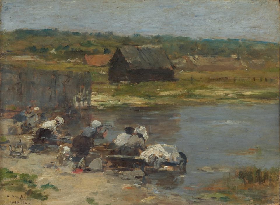 Washerwomen at the Edge of the Pond, a painting by Eugène Louis Boudin